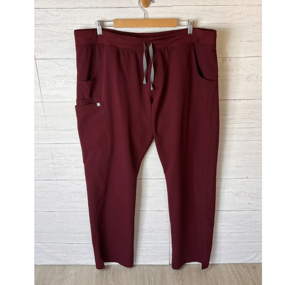 Figs Scrub Pants Mens Size XXL/T Burgundy T-21004T Heavy Duty Waistband Medical